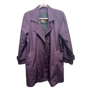 LONDON FOG Womens Size 8 Purple Classic Trench Coat Paisley Lined Vintage